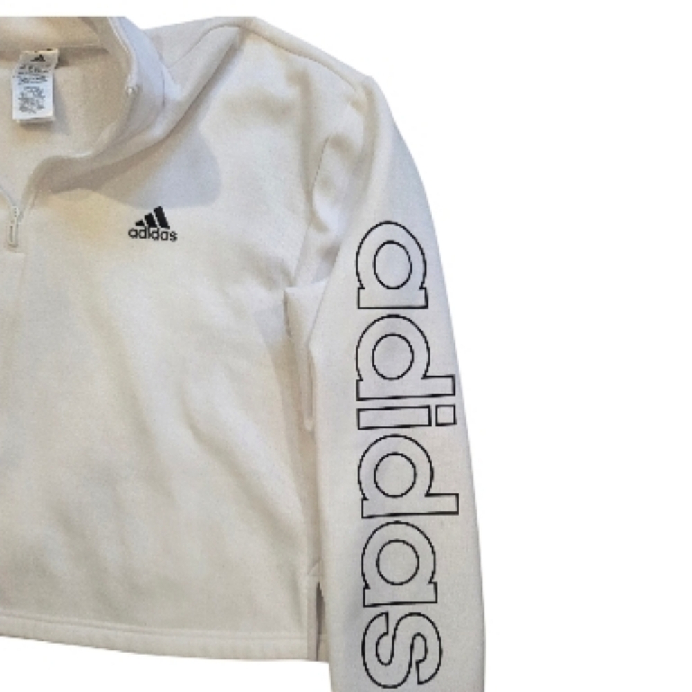 Adidas White Quarter-Zip Sweatshirt - Picture 3 of 4